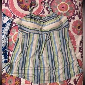 Striped Blue, Green, White & Cream Women's Swim Dress